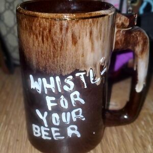 Brown Beer Mug with Whistle Design